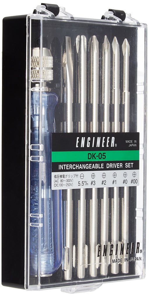 Engineer 7-Piece Interchangeable Screwdriver Set with Low-Voltage Tester Grip Dk-05-Kiichin - The #1 Place for Japanese Goods in Your Hand!