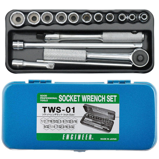 Engineer 16-Piece Socket Wrench Set Inch Tws-01 High-Quality Tools-Kiichin - The #1 Place for Japanese Goods in Your Hand!