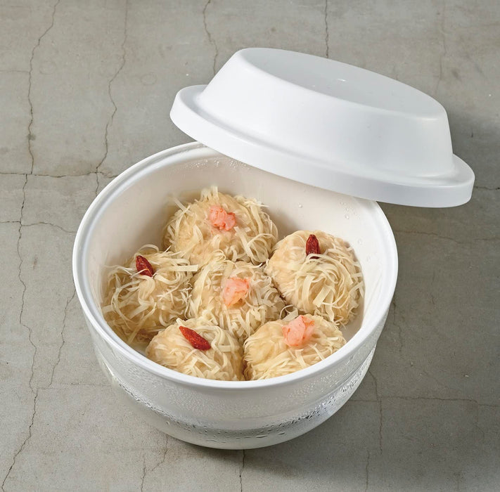 Hario Glass Microwave Steamer 1200Ml Easy Cooking White Made in Japan-Kiichin - The #1 Place for Japanese Goods in Your Hand!