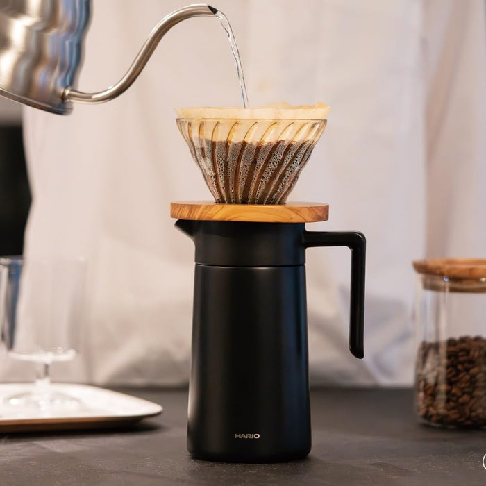 Hario 600ml Black Thermal Coffee Pot with Ceramic Coating Vacuum Seal