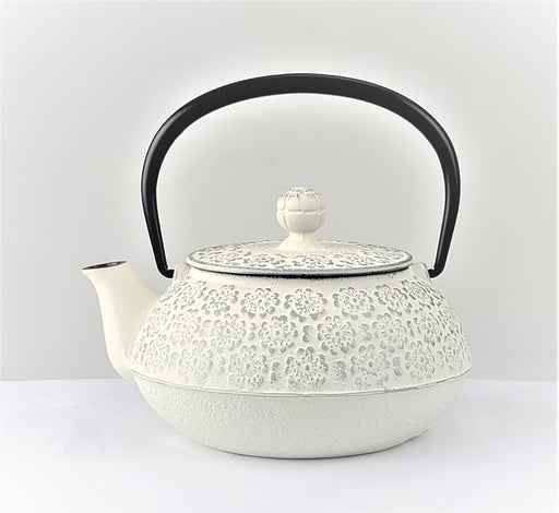 Iwachu 0.65L Sakura Silver Linen Teapot Nambu Ironware Enameled Interior-Kiichin - The #1 Place for Japanese Goods in Your Hand!