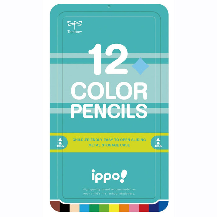 Tombow Ippo Colored Pencil Set 12 Vibrant Colors in Plain Green Slide Can-Kiichin - The #1 Place for Japanese Goods in Your Hand!