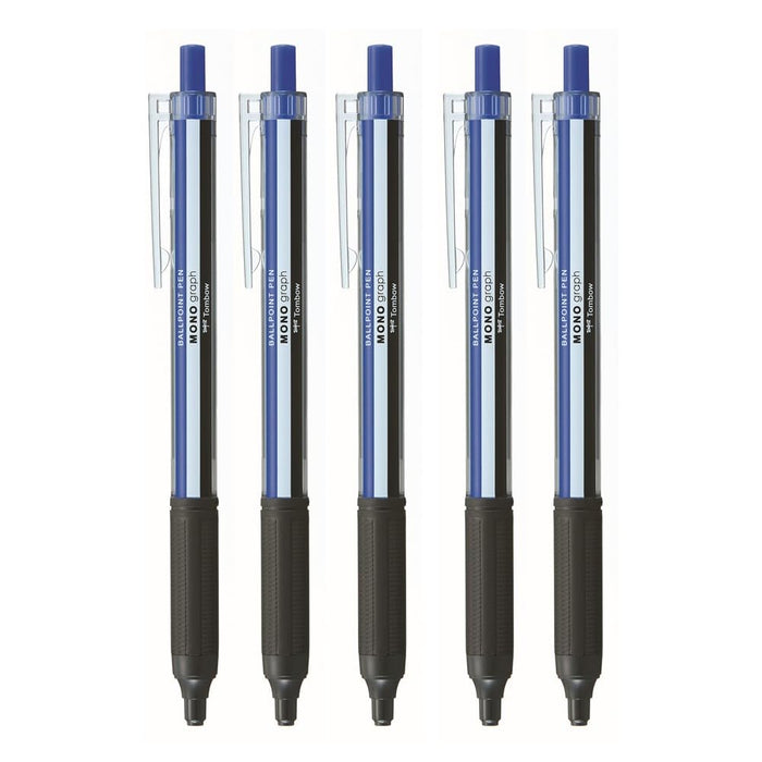 Tombow Blue Ink 0.5mm Mono Graph Light Oil-Based Ballpoint Pen Axis Color 5 Pack-Kiichin - The #1 Place for Japanese Goods in Your Hand!