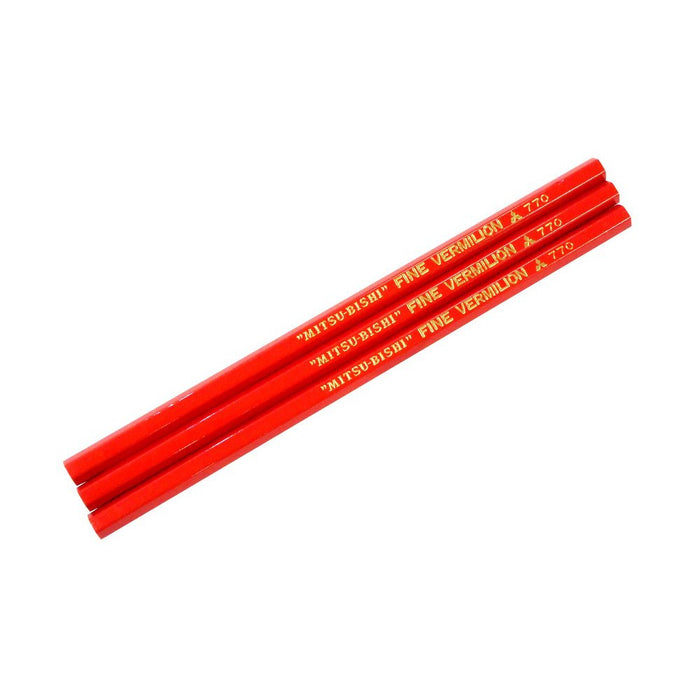 Mitsubishi Pencil Uni Craftsman Senka - 3 Piece Vermilion Pencil Set-Kiichin - The #1 Place for Japanese Goods in Your Hand!