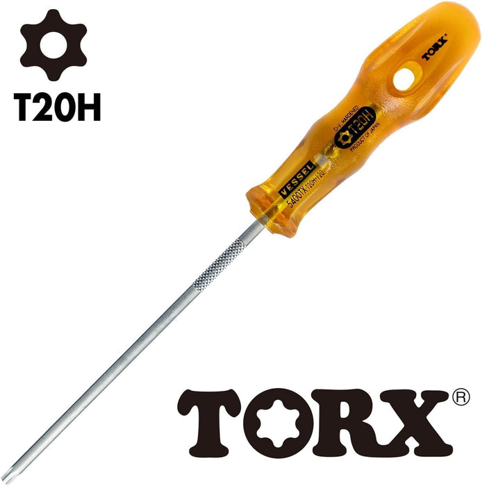 Vessel Tamper-Proof Torx T20H Power Grip Screwdriver 120mm - B-5400Tx Model-Kiichin - The #1 Place for Japanese Goods in Your Hand!