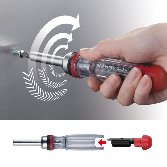 Vessel Ratchet Driver TD-6816MG with 16 Bits - Professional Hand Tool-Kiichin - The #1 Place for Japanese Goods in Your Hand!