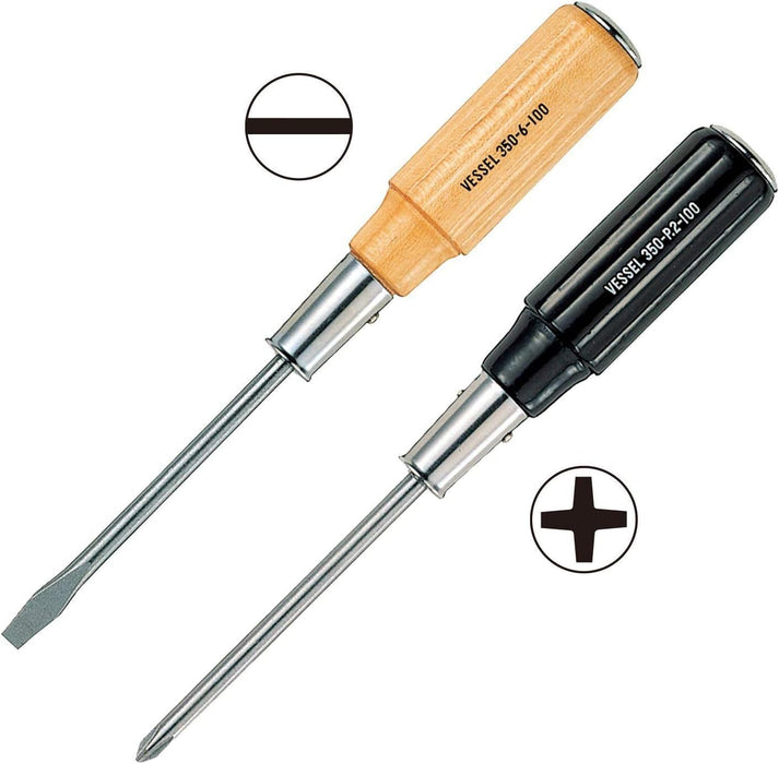 Vessel Long Shaft Wooden Handle Penetrating Driver 6x300 mm 350V Series-Kiichin - The #1 Place for Japanese Goods in Your Hand!