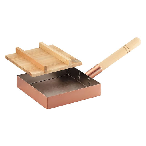 Asahi Copper Omelette Pan 18cm with Wood Lid - Premium Quality Cooking Essential-Kiichin - The #1 Place for Japanese Goods in Your Hand!
