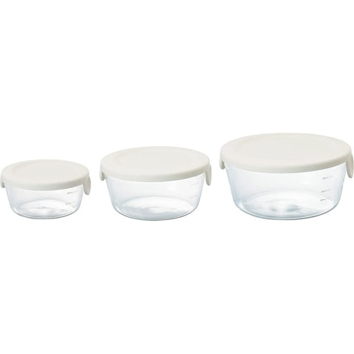 Hario Glass Storage Container Set (3) - Heat Resistant, White, Made In Japan-Kiichin - The #1 Place for Japanese Goods in Your Hand!