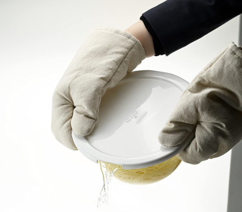 Hario 3pc Heat-Resistant Glass Bowls w/Lid White/Transparent-Kiichin - The #1 Place for Japanese Goods in Your Hand!