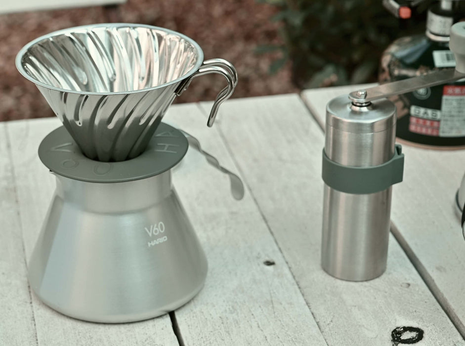 Hario V60 Metal Coffee Grinder - Made in Japan, Silver (O-Vmm-1-Hsv)-Kiichin - The #1 Place for Japanese Goods in Your Hand!