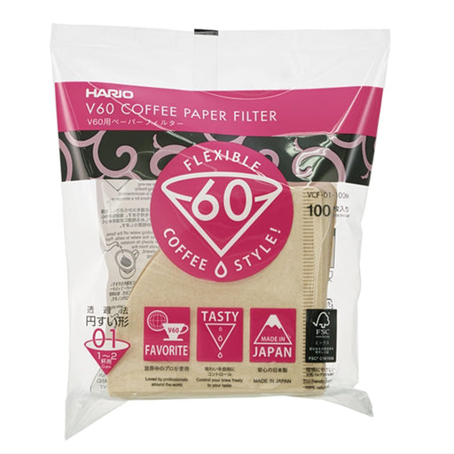 Hario V60 Paper Filter 01M Japan - 1-2 Cup 100 Sheets - Misarashi Vcf-01-100M-Kiichin - The #1 Place for Japanese Goods in Your Hand!