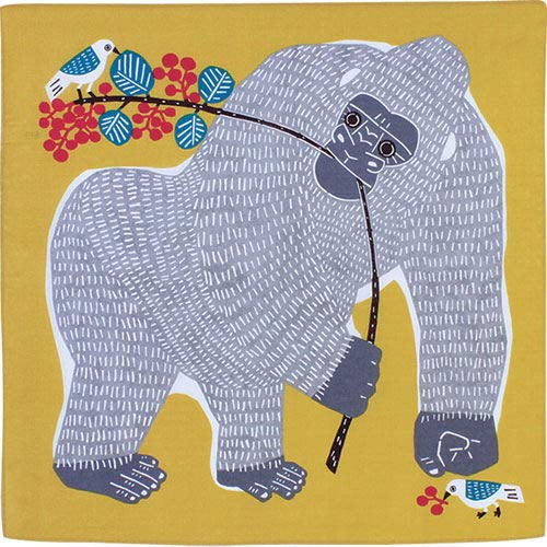 Musubi Furoshiki 50Cm Kata Kata Gorilla Yellow - Made In Japan-Kiichin - The #1 Place for Japanese Goods in Your Hand!