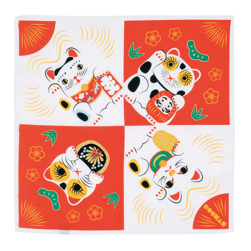 Musubi Furoshiki 48Cm Maneki Neko Kohaku - Made In Japan 20464-105-Kiichin - The #1 Place for Japanese Goods in Your Hand!