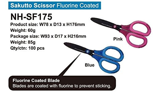 Nakabayashi Japan Scissors - Sakut Cut Standard Fluorine Coat (Blue) - NH-SF175B-Kiichin - The #1 Place for Japanese Goods in Your Hand!