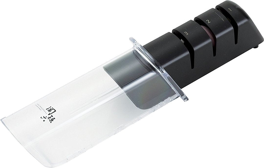 Kai Seki Magoroku Damascus Santoku Knife Set Ae-5200 Ae-5202 Ap-0308 + Petty Knife + Sharpener + Dishcloth-Kiichin - The #1 Place for Japanese Goods in Your Hand!