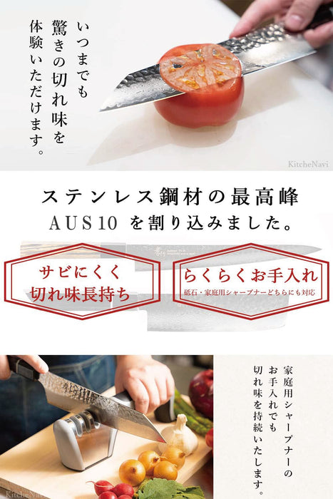 Takayuki Sakai Kitchenavi Damascus Gyuto 210mm V Gold No. 10 VG10 K21001-Kiichin - The #1 Place for Japanese Goods in Your Hand!