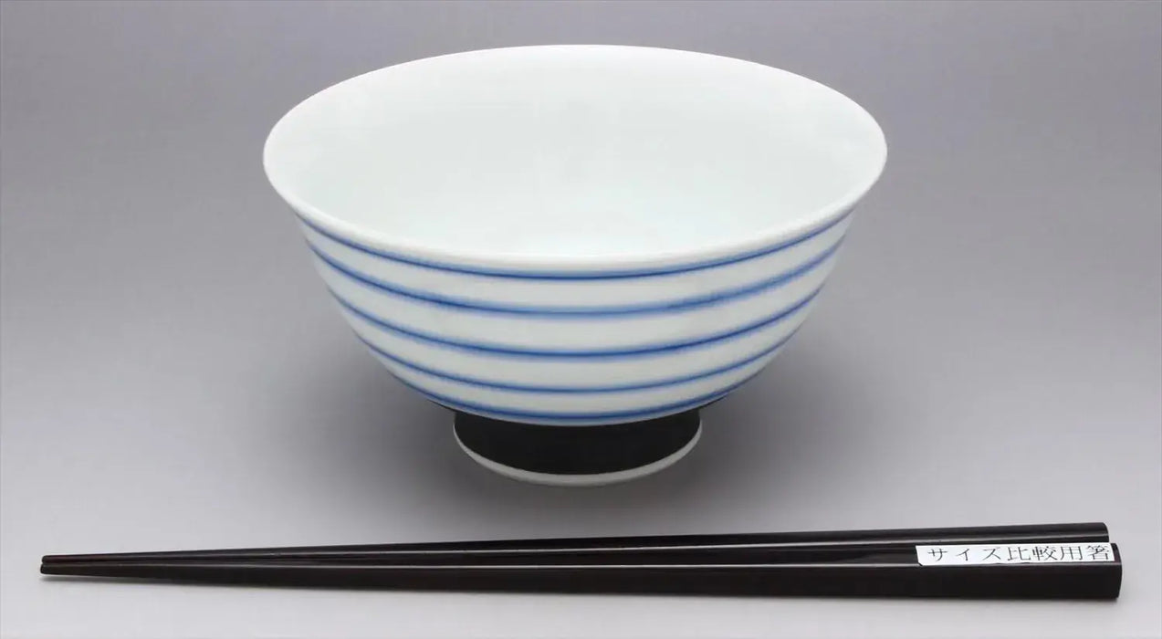 24to3 Nishitomi Ceramics Hasami Ware Blue Line Rice Bowl