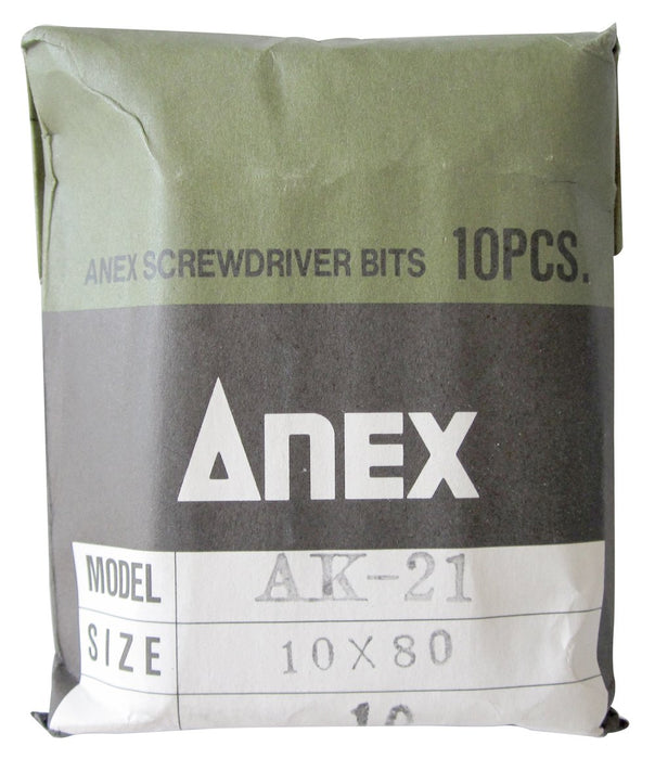 Anex Ak-21 10-Piece Manual Impact Bit Set with 8mm Hexagon Single Head-Kiichin - The #1 Place for Japanese Goods in Your Hand!