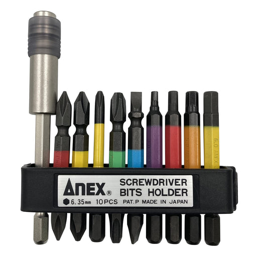 Anex 9-Piece Color Bit Extension Tool Set with Holder Acmh9-E-Kiichin - The #1 Place for Japanese Goods in Your Hand!