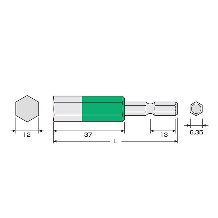 Anex Bit Hex Wrench Single Head 12mm x 65-Kiichin - The #1 Place for Japanese Goods in Your Hand!
