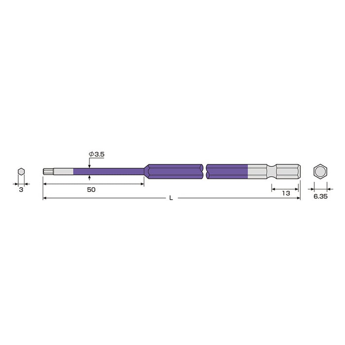 Anex 3mm x 150 Hexagonal Wrench Single Head Color Bit ACHX-3015-Kiichin - The #1 Place for Japanese Goods in Your Hand!