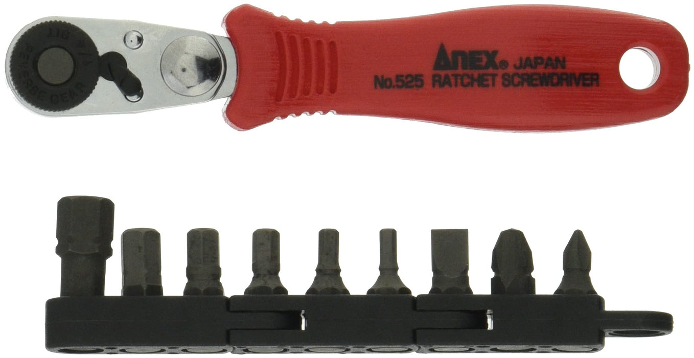 Anex Straight Bit Ratchet Compact 52 Type Set of 10 Bulk 6 Sets No. 525-10B-Kiichin - The #1 Place for Japanese Goods in Your Hand!