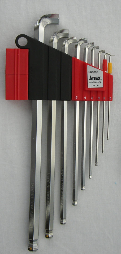 Anex 9-Piece Slim Wrench Set with Ball Point Mag Catch Holder 1.5-10mm-Kiichin - The #1 Place for Japanese Goods in Your Hand!