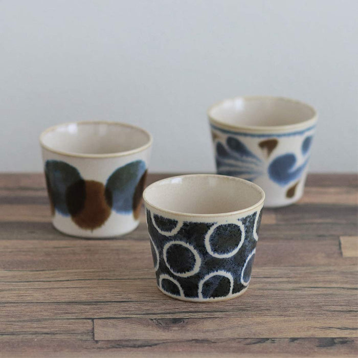 Awasaka Blue Arabesque Buckwheat Chocolate Cup - Elegant Brush Design-Kiichin - The #1 Place for Japanese Goods in Your Hand!