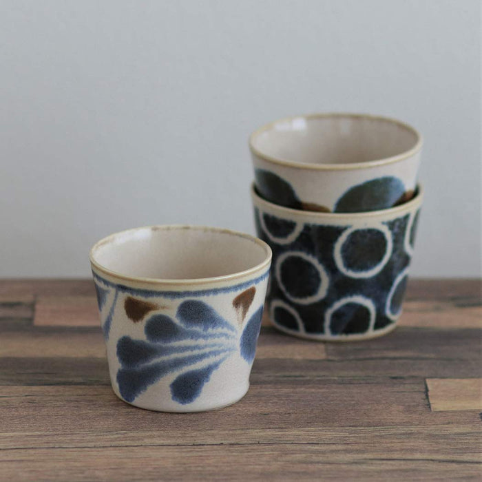 Awasaka Blue Arabesque Buckwheat Chocolate Cup - Elegant Brush Design-Kiichin - The #1 Place for Japanese Goods in Your Hand!