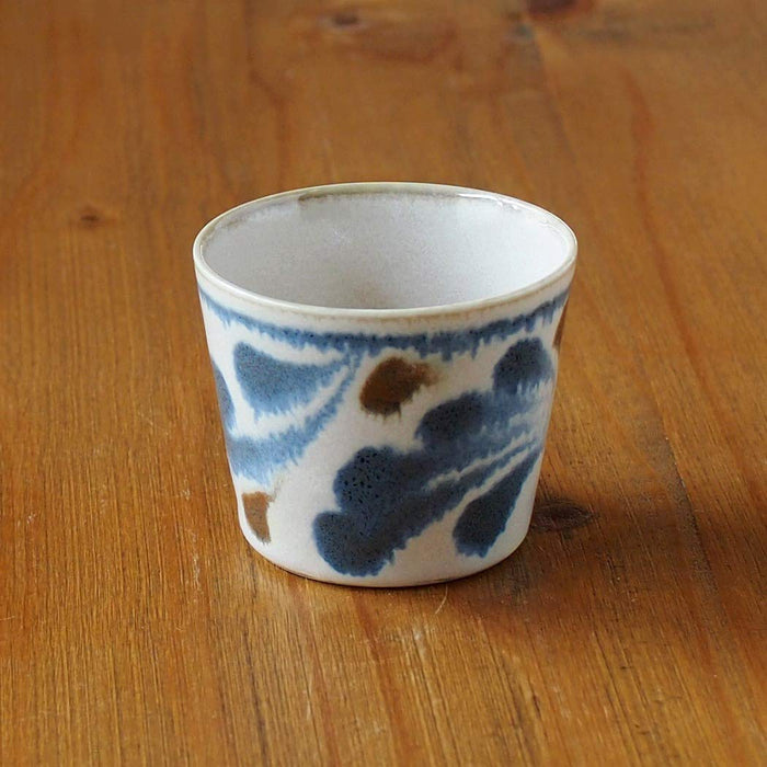 Awasaka Blue Arabesque Buckwheat Chocolate Cup - Elegant Brush Design-Kiichin - The #1 Place for Japanese Goods in Your Hand!
