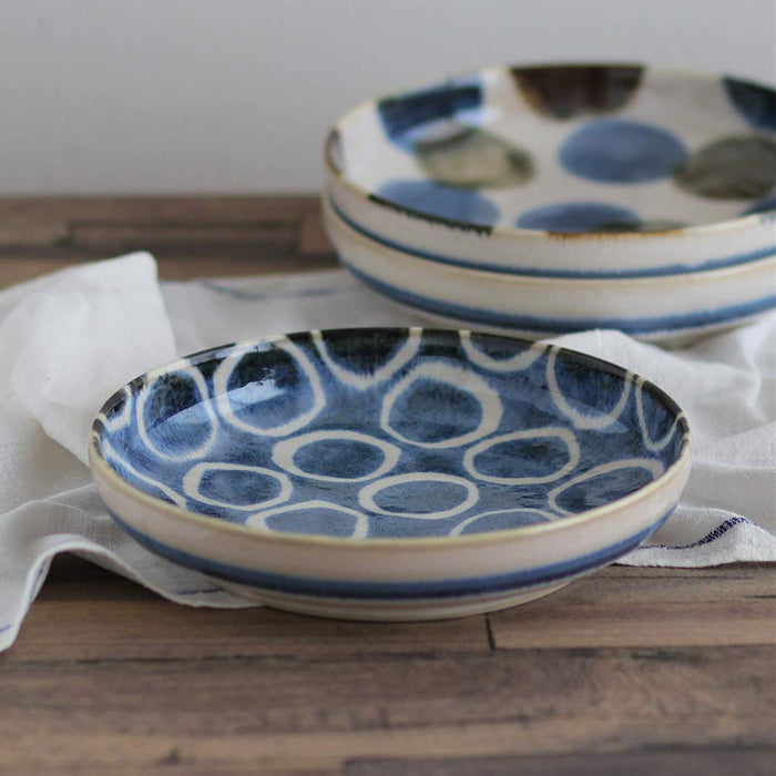 Awasaka Brush Blue 100 Round Pasta Bowl Parallel Import Durable Design-Kiichin - The #1 Place for Japanese Goods in Your Hand!