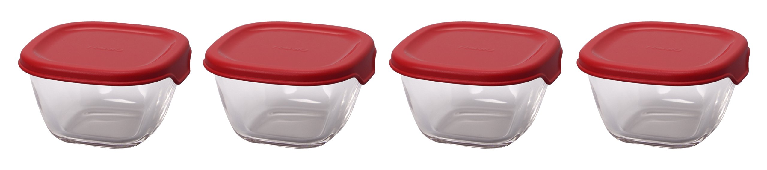 Hario 110ml Heat Resistant Glass Storage Red Container Japan Made Oven/Microwave/Dishwasher Safe 4 Pack-Kiichin - The #1 Place for Japanese Goods in Your Hand!
