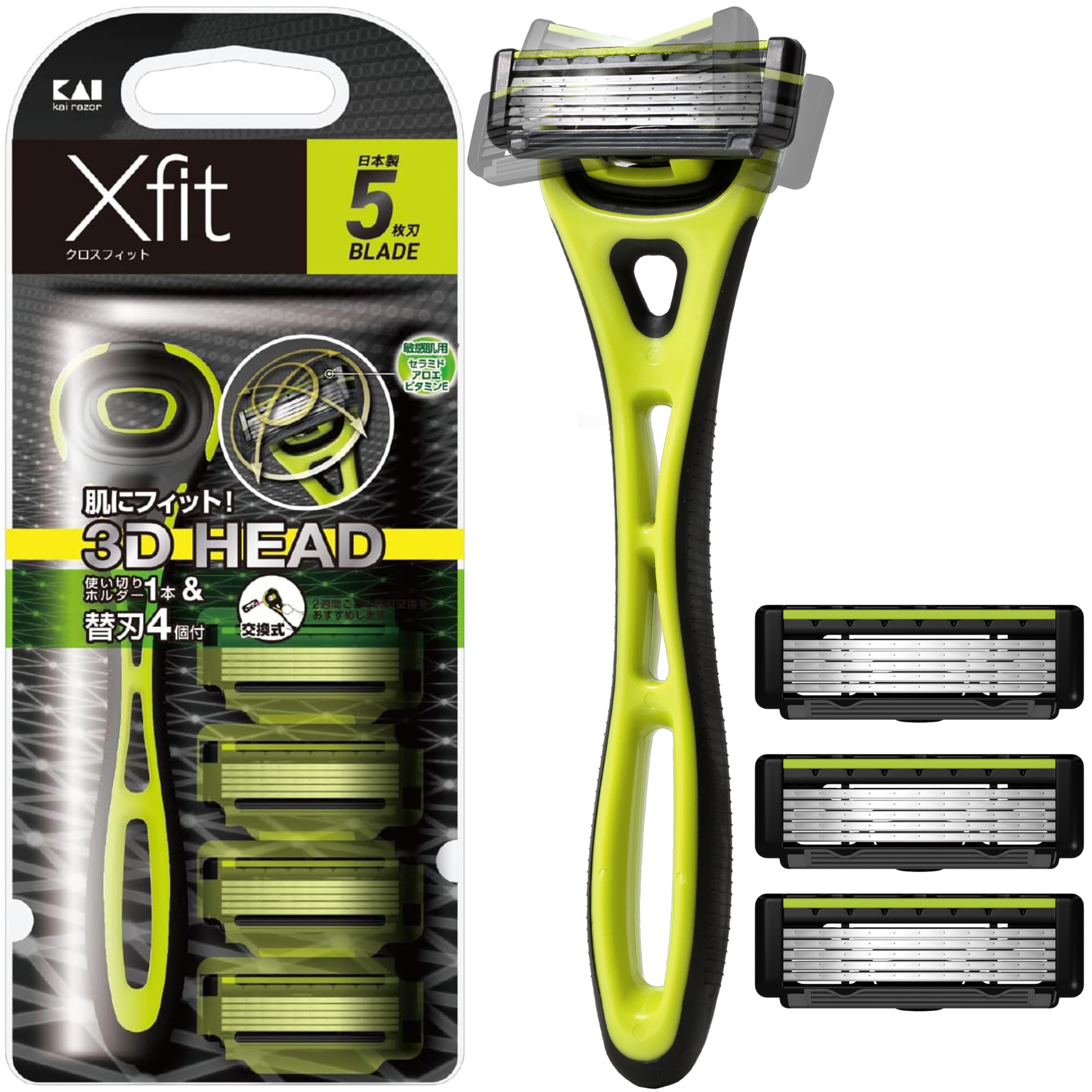 Kai Corporation Xfit Razor Replacement Blades for Men 5-Blade 4 Pack