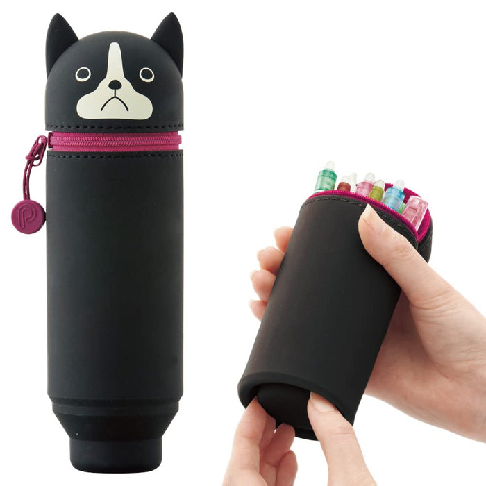 Lihit Lab Pen Case Punilab Boston Terrier A7712-8 - Compact and Stylish Storage Solution-Kiichin - The #1 Place for Japanese Goods in Your Hand!