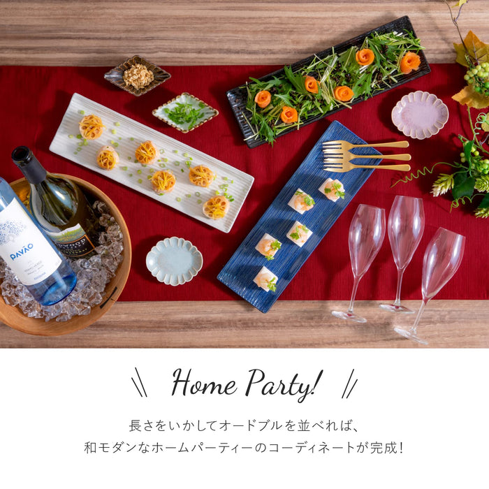 Minoru Pottery Shinogi Lightweight Long Rectangular Plate Kohiki White-Kiichin - The #1 Place for Japanese Goods in Your Hand!