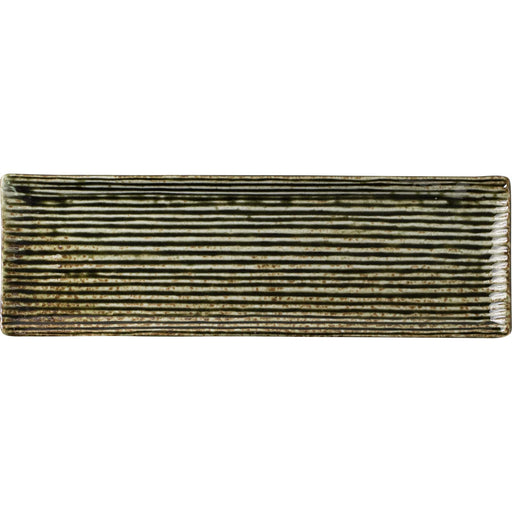 Minoru Pottery Lightweight Shinogi Long Square Plate Oribe Green 009-716709-Kiichin - The #1 Place for Japanese Goods in Your Hand!