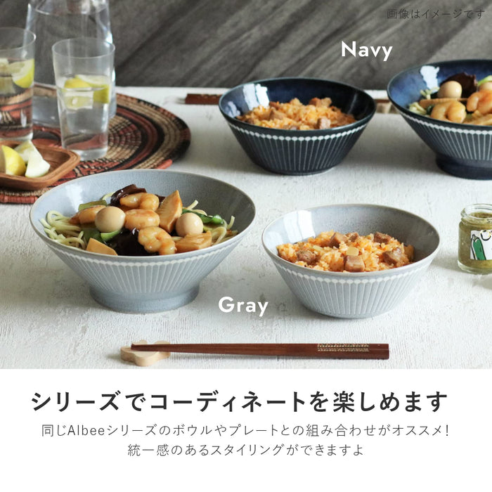 Minoru Pottery Mino Ware Albee 210 Navy Noodle Bowl-Kiichin - The #1 Place for Japanese Goods in Your Hand!