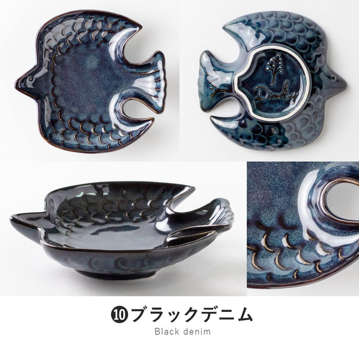 Minoru Pottery Mino Ware 120mm Black Denim Tri-Shaped Plate-Kiichin - The #1 Place for Japanese Goods in Your Hand!