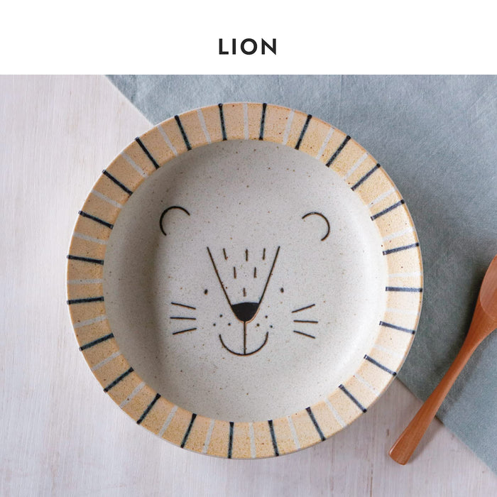 Minoru Touki Awasaka Minoru Pottery 225 Deep Plate Lion Design-Kiichin - The #1 Place for Japanese Goods in Your Hand!