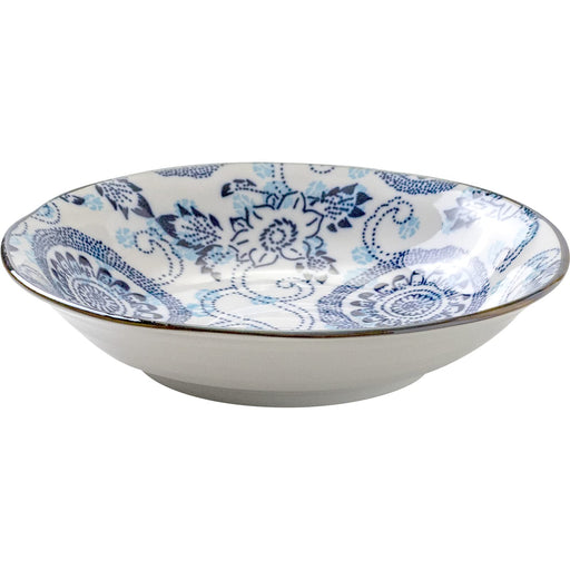 Minoru Pottery Medium Navy Blue Coupe Plate 20.5Cm Windmill Design-Kiichin - The #1 Place for Japanese Goods in Your Hand!