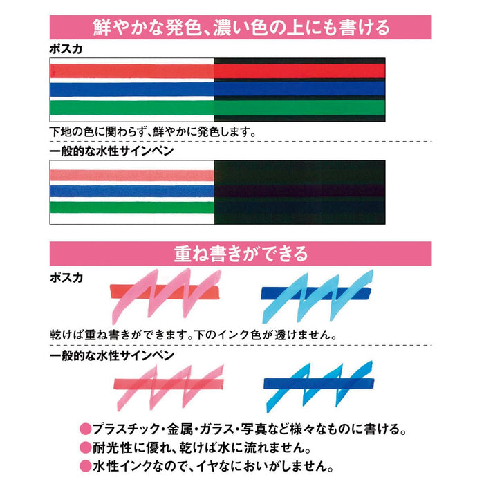 Mitsubishi Pencil 8-Color Water-Based Posca Pen with Bold Square Lead Pc8K8C-Kiichin - The #1 Place for Japanese Goods in Your Hand!