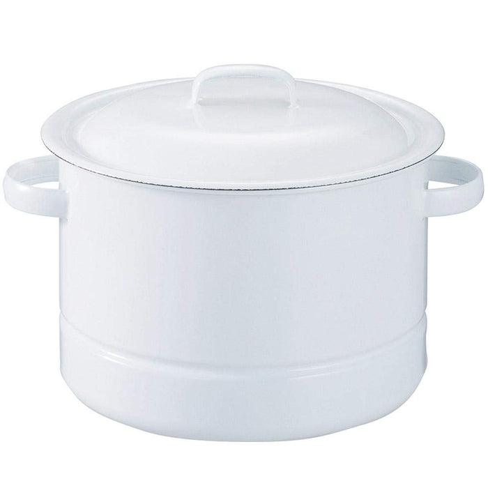 Noda Horo Nichi Nichi Dogu Enamel Steamer 21cm White IH Compatible Japan