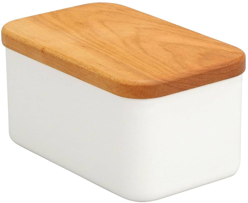 Noda Horo Enamel Butter Dish with 450g Capacity and Cherry Wood Lid