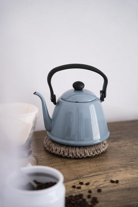 Noda Horo Enamel Drip Kettle Blue Gray 2L IH Compatible Heat Resistant