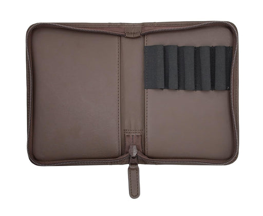 Sailor Fountain Pen Genuine Leather Case Dark Brown Side Zipper Holds 5 Pens-Kiichin - The #1 Place for Japanese Goods in Your Hand!