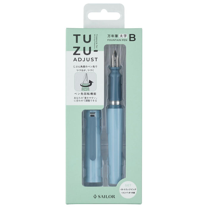 Sailor Tuzu Adjust Fountain Pen Light Blue Bold Nib Self-Packaged 12-0541-641