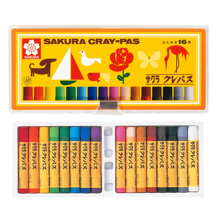 Crayons Sakura Cray-Pas 16-Color Set with Soft Case for Artists-Kiichin - The #1 Place for Japanese Goods in Your Hand!