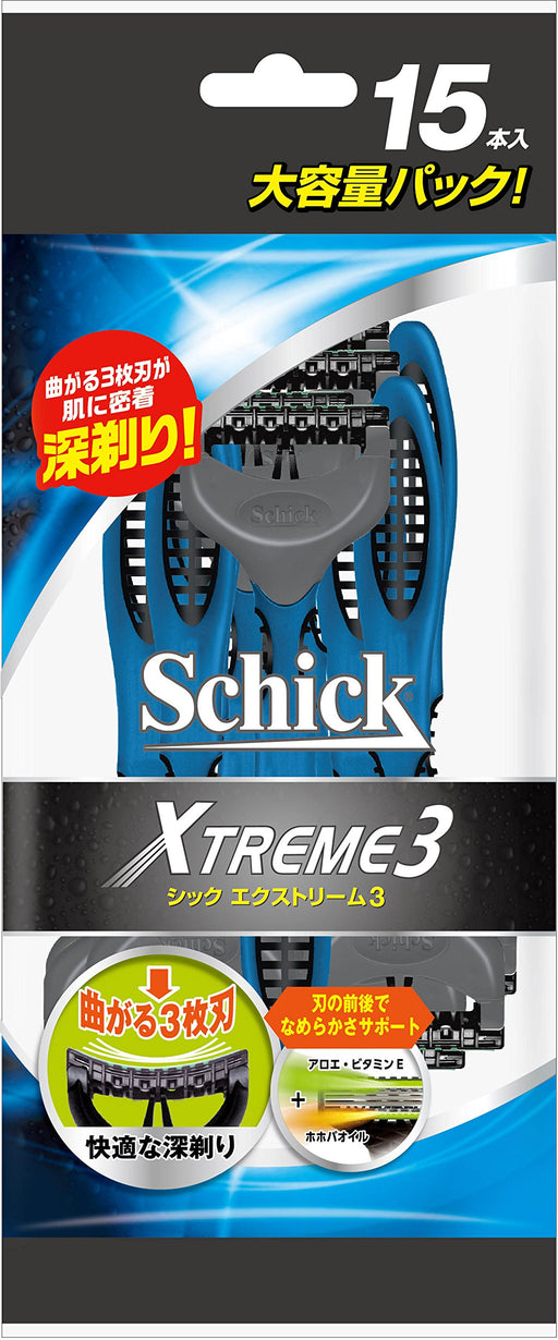 Schick Extreme 3 Triple Blade Pack 15 Count - Premium Quality by Schick-Kiichin - The #1 Place for Japanese Goods in Your Hand!