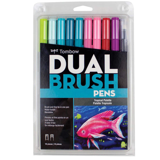 Tombow Dual Brush Pen Tropical 10 Color Set AB-T10CTR-Kiichin - The #1 Place for Japanese Goods in Your Hand!